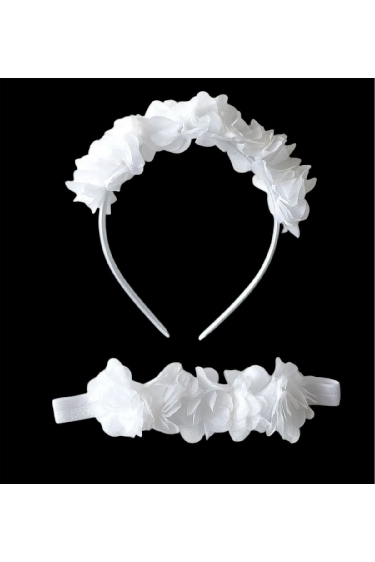 Weiße Schwangerschaftskrone mit Laser-Blumenmuster und Baby-Bandana