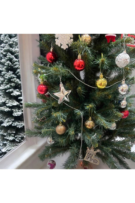 Yılbaşı Gümüş Zincir Süs 2 Metre Inci Çam Ağacı Süsü Noel Yemek Masası Taşı