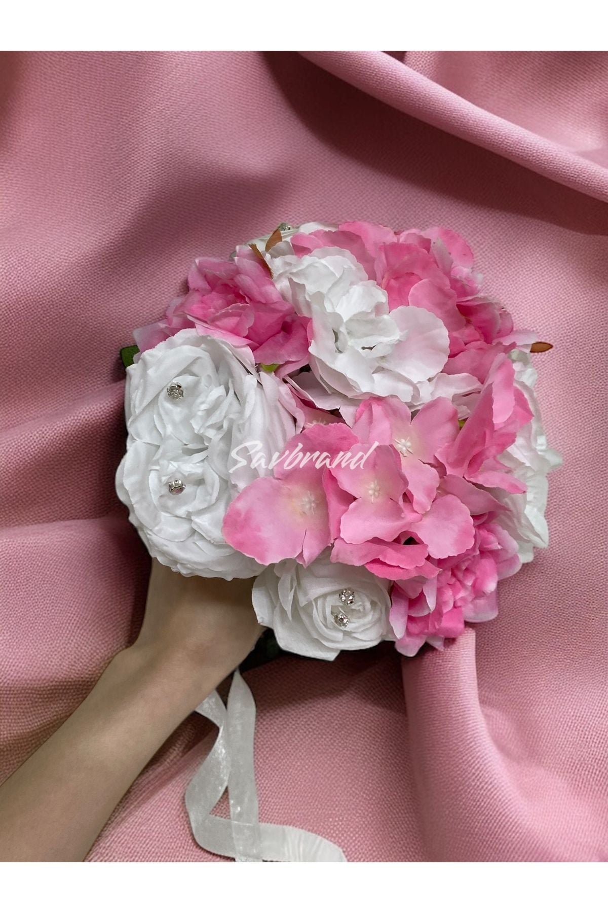 Rosa Brautstrauß aus Hortensien und Rosen