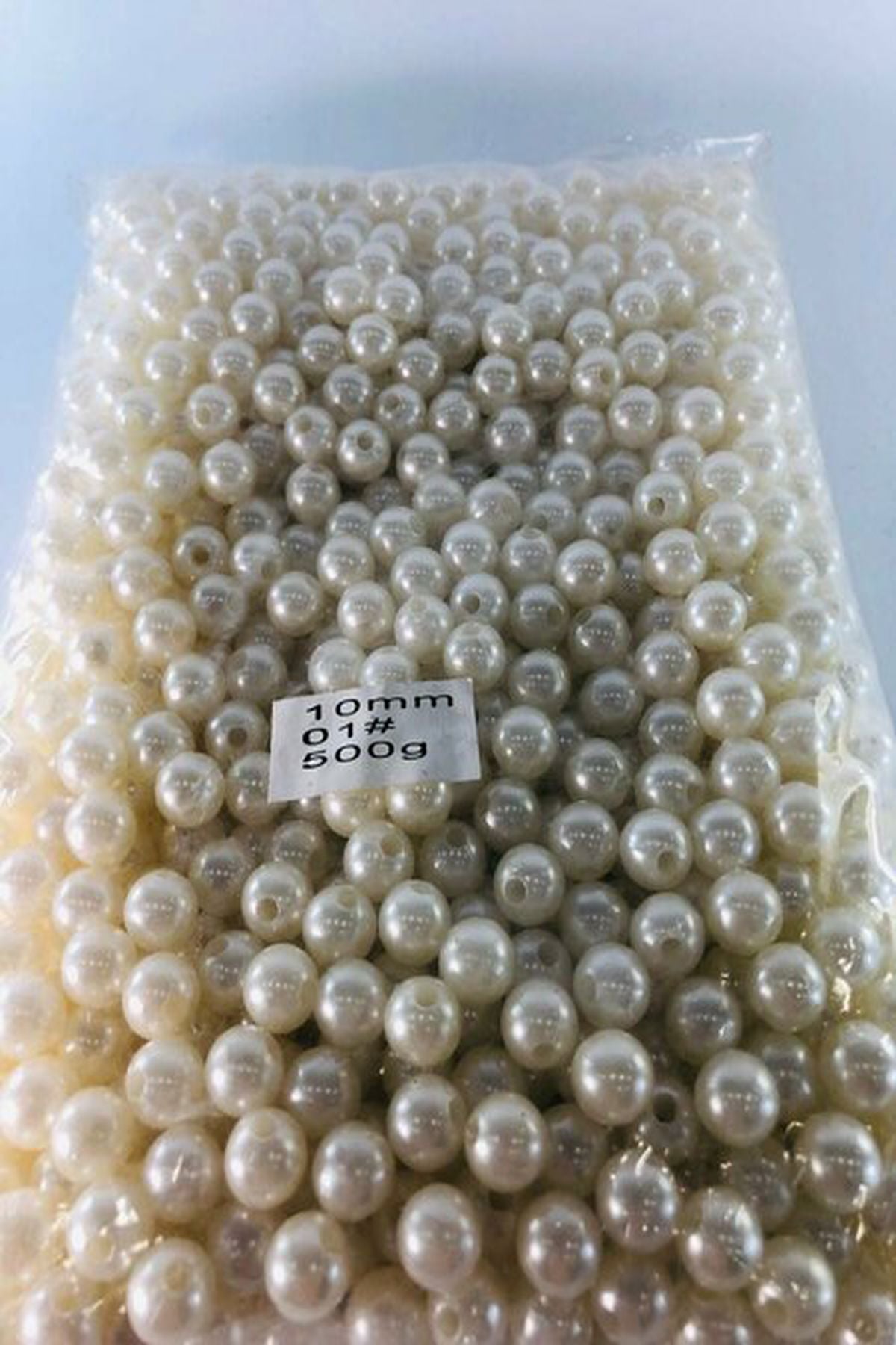 500 Gr Krem Dökme İnci – 10 mm Tam Yuvarlak Boncuk