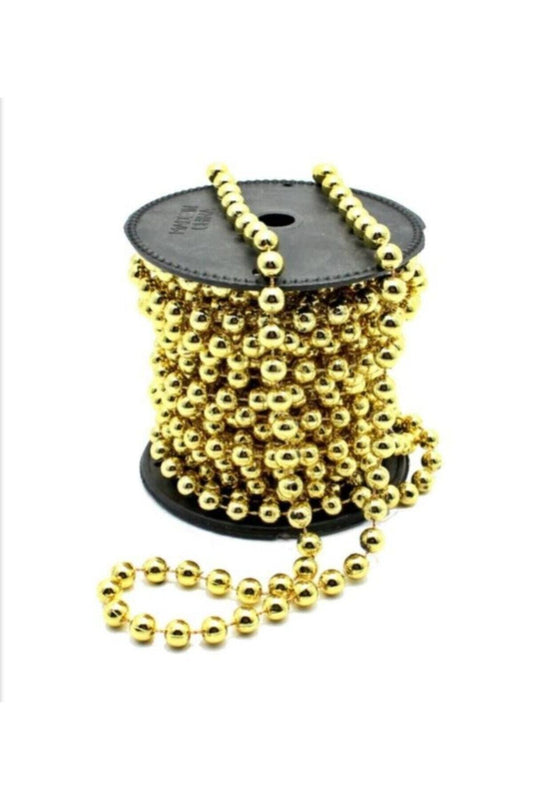 Yılbaşı Gold Zincir Süs 5 Metre Inci Çam Ağacı Süsü Noel Yemek Masası Taşı