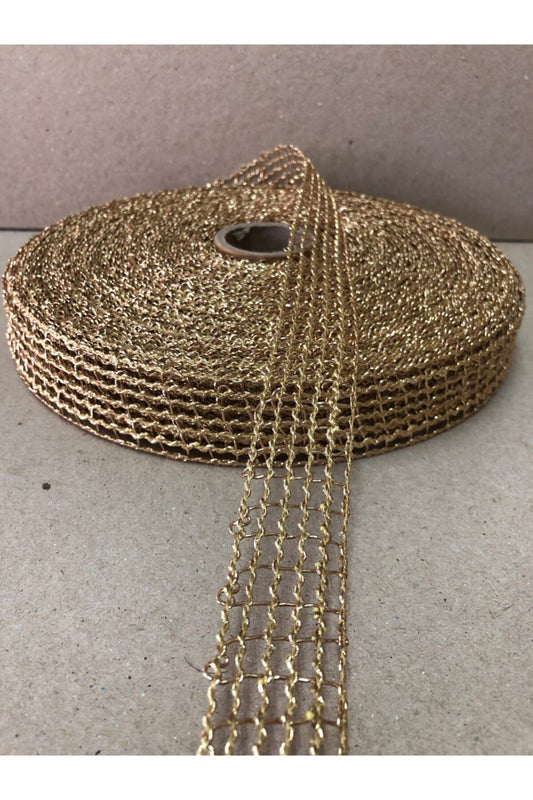 1 Meter Gold Jute Netzband 2,5 cm