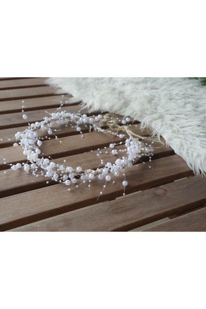 Weiße, schlichte Schwangerschaftskrone mit Perlen für Damen