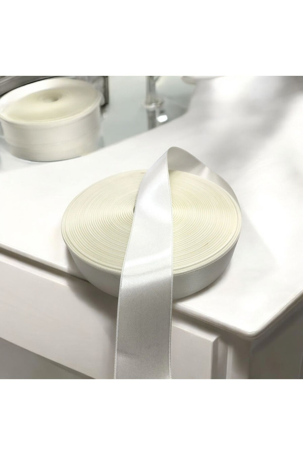 Krem Saten Kurdele 4 Cm 1 Metre