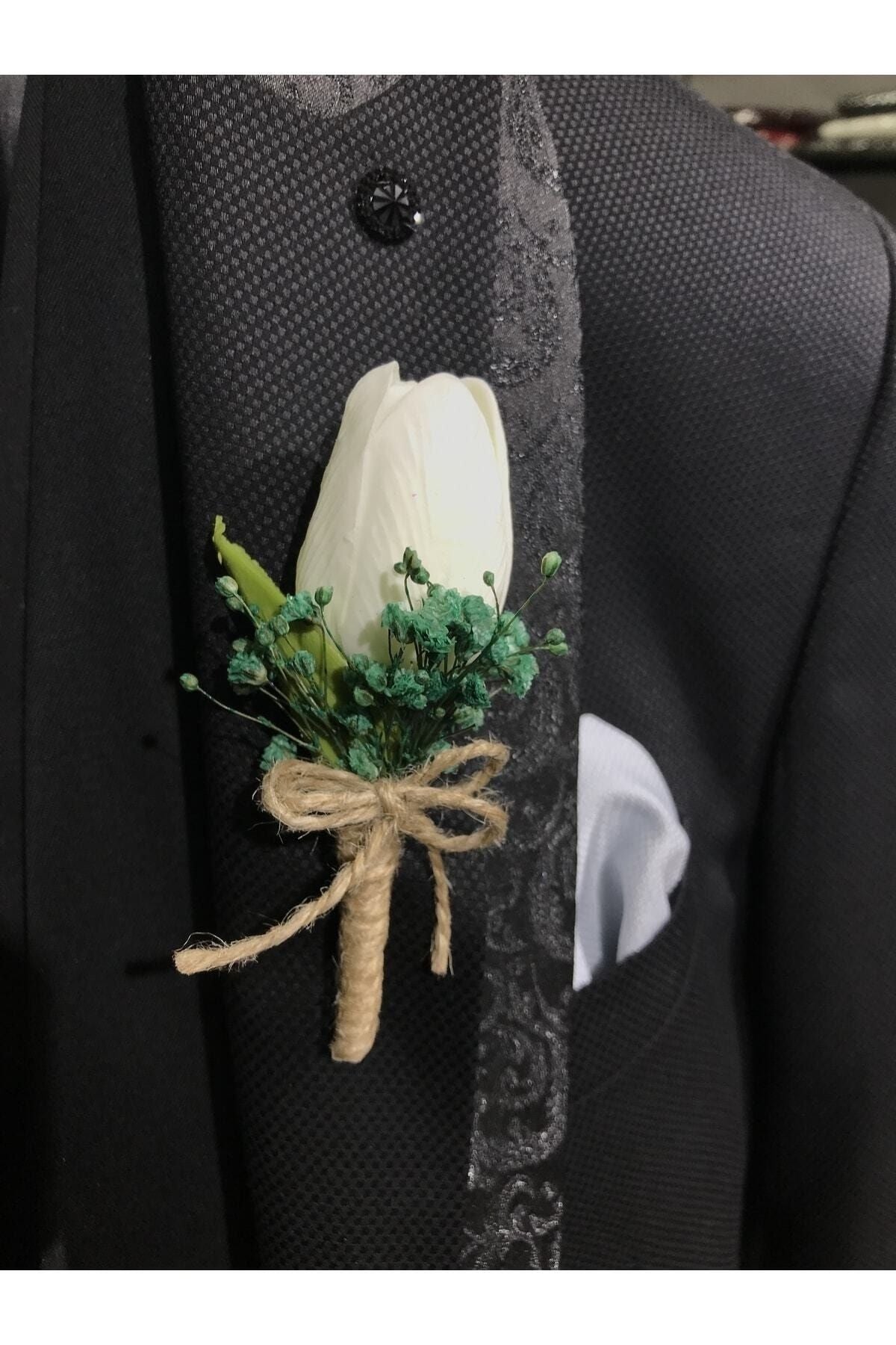 Grüne Tulpen-Ansteckblume - Ansteckblume des Bräutigams - Ansteckblume des Trauzeugen