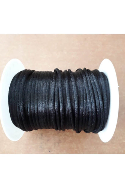 Saten-floş Ip (SIÇAN KUYRUĞU) Kalınlığı 2 Mm. Renk Siyah 10 Metre