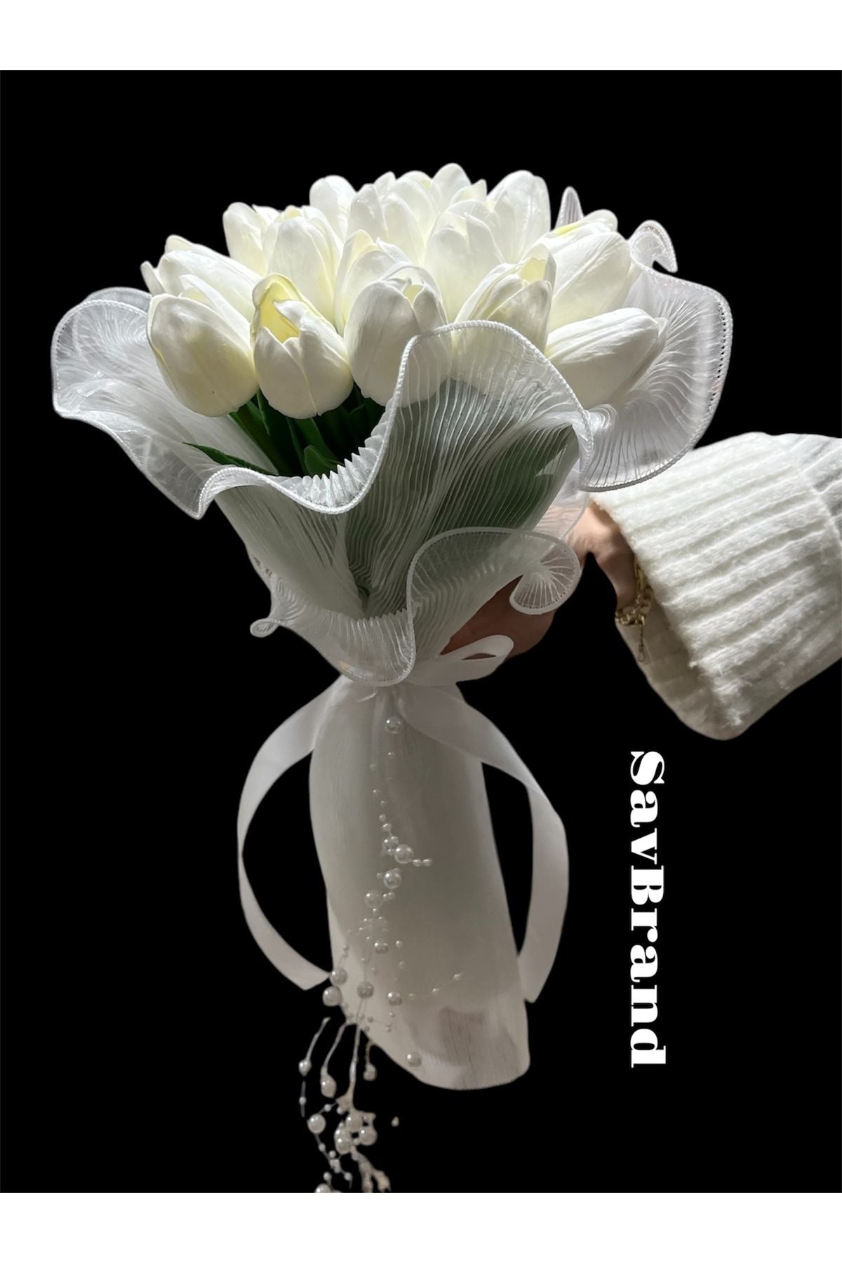 Tüll Perlen Tulpe Brautstrauß, Brautstrauß