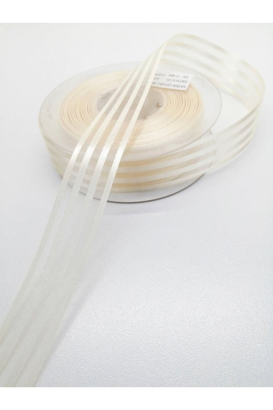 Creme Bündel Dekoration Mitgift Braut 5 Meter Gestreiften Organza Band Design