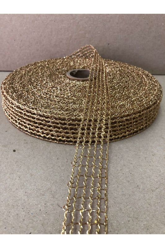 3 Meter goldenes Jutenetzband (2,5 cm Breite)