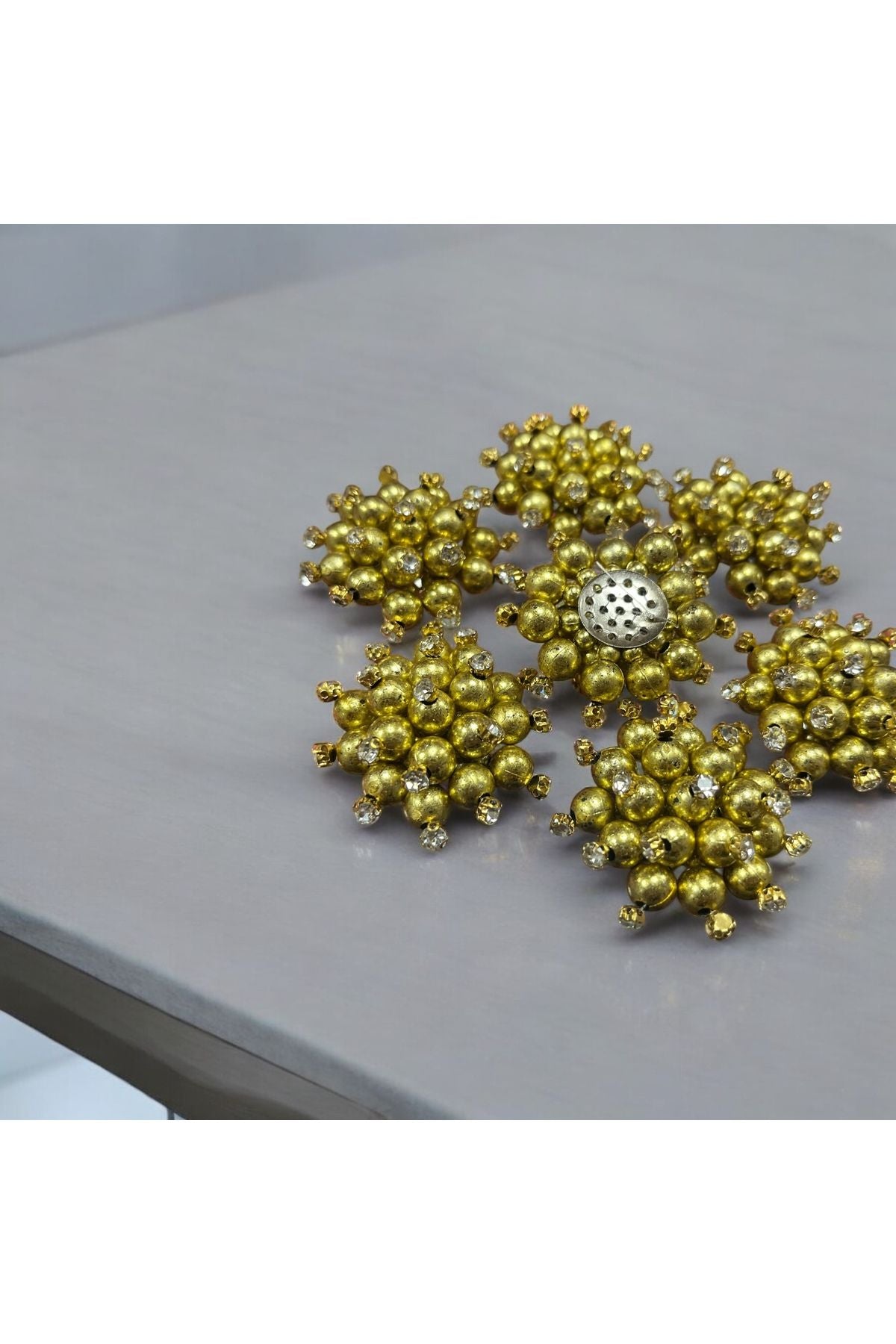 Gold Boncuklu Taş Broş 5 Adet