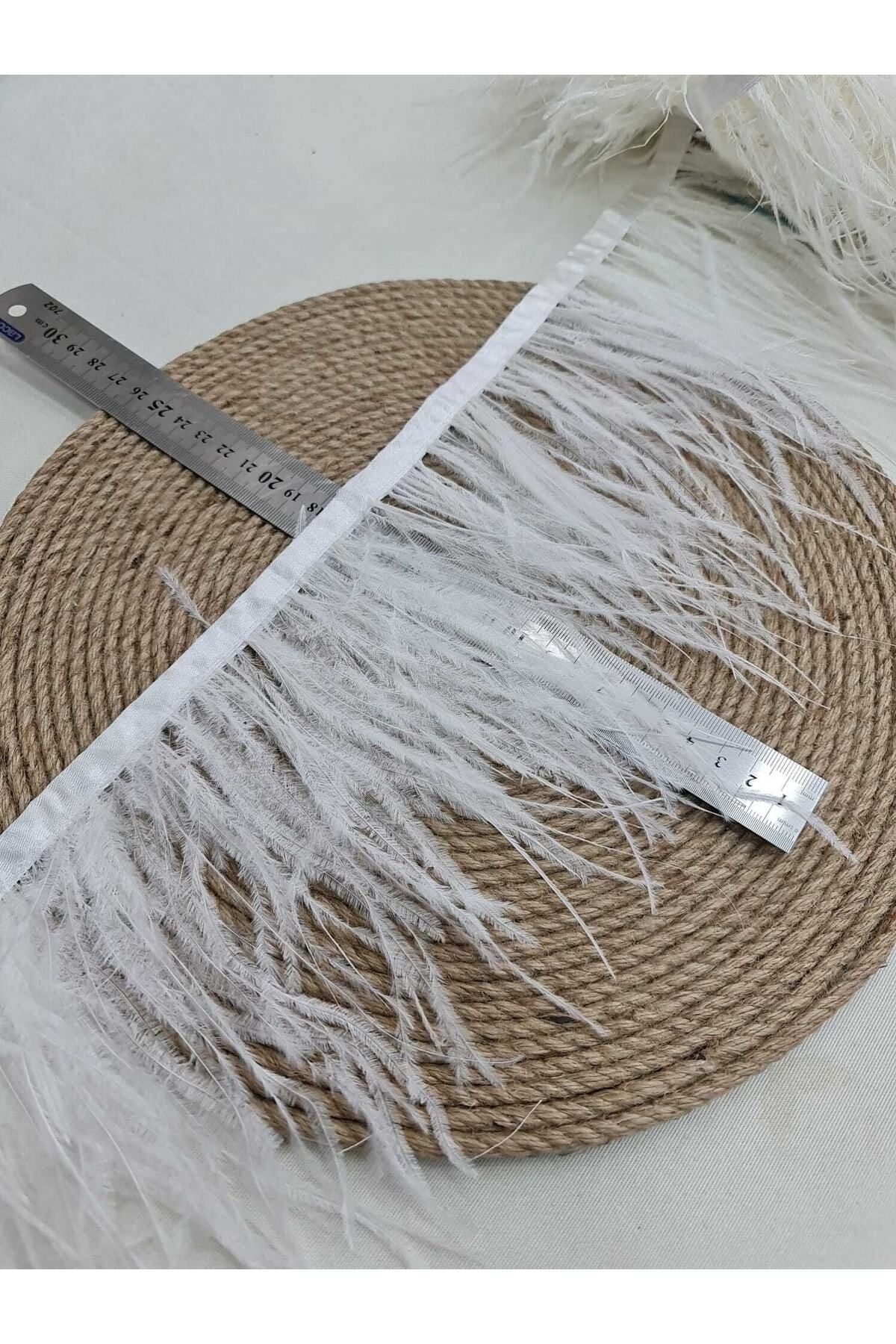 Şerit Tüy Lüx Deve Kuşu Tüyü Beyaz 15 Cm
