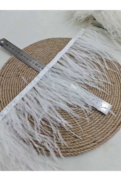 Şerit Tüy Lüx Deve Kuşu Tüyü Beyaz 15 Cm