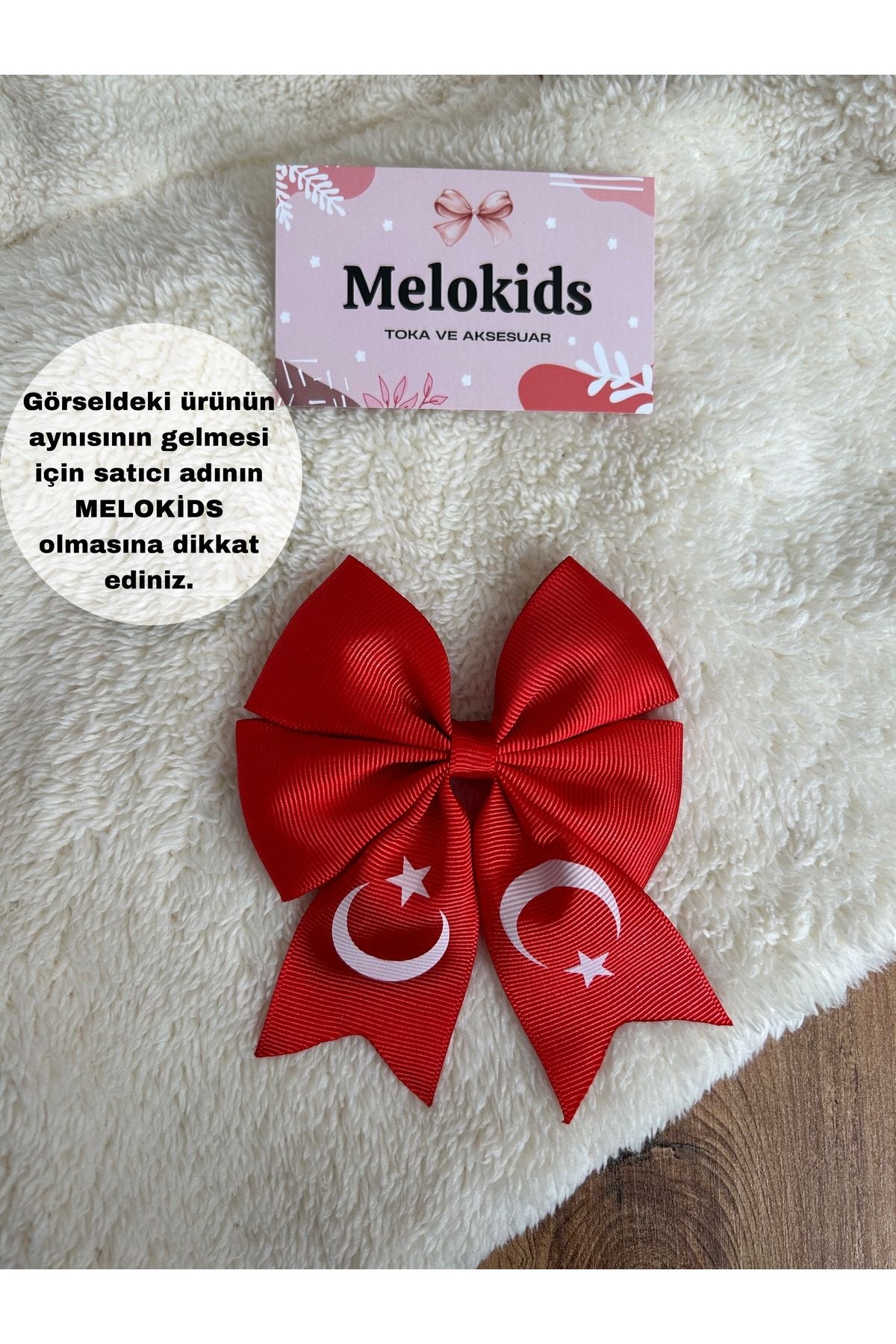 23 Nisan Bayrak Kırmızı Beyaz Klipsli Kurdele Saç Tokası