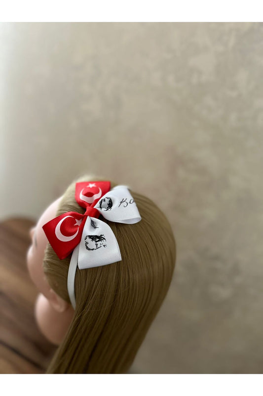 Kız çocuk desenli 23 nisan 29 ekim 19 mayıs gösteri mezuniyet toka taç