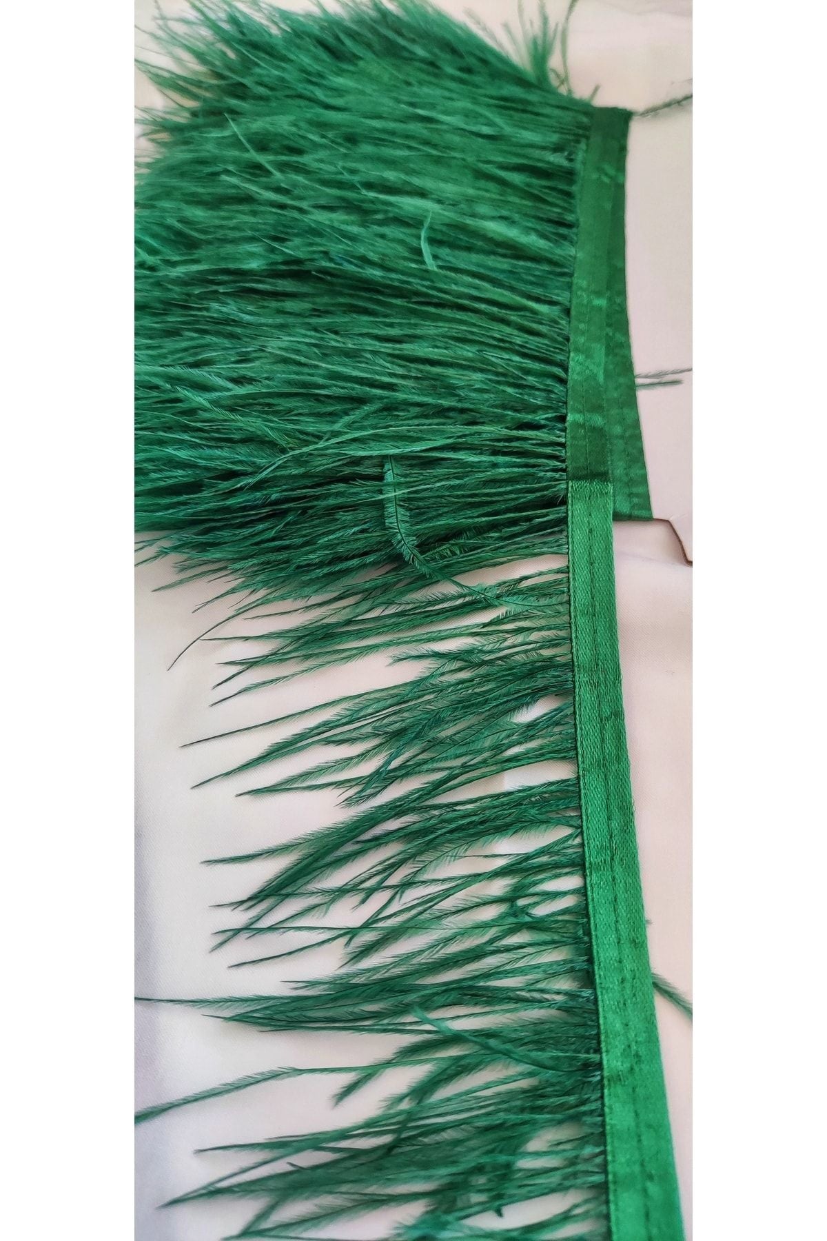 Deve Kuşu Tüyü Şerit Yeşil ( 9 Cm )