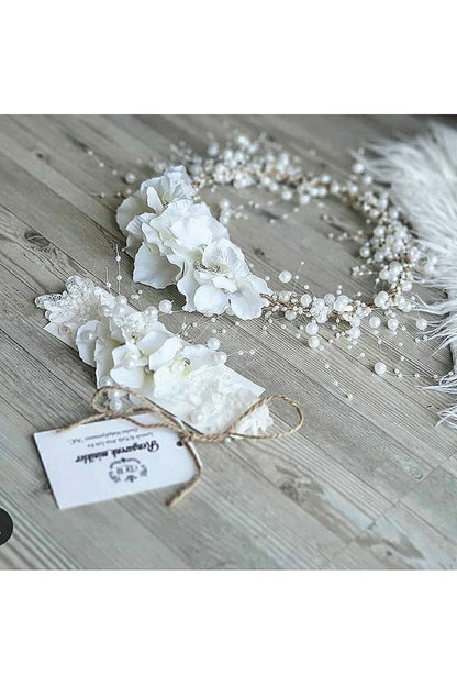 Weiße Hortensienblüte für Mutter und Baby, spezielles Design, Krone und Stirnband (Mutter-Kind- und Wochenbettkrone)
