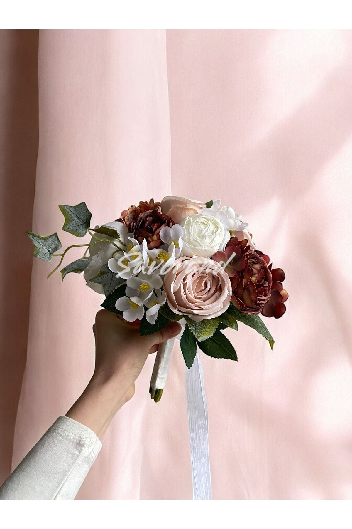 Kaffeefeuchte Hortensie Brautstrauß und Boutonniere - Verlobungsstrauß - Hochzeitsstrauß