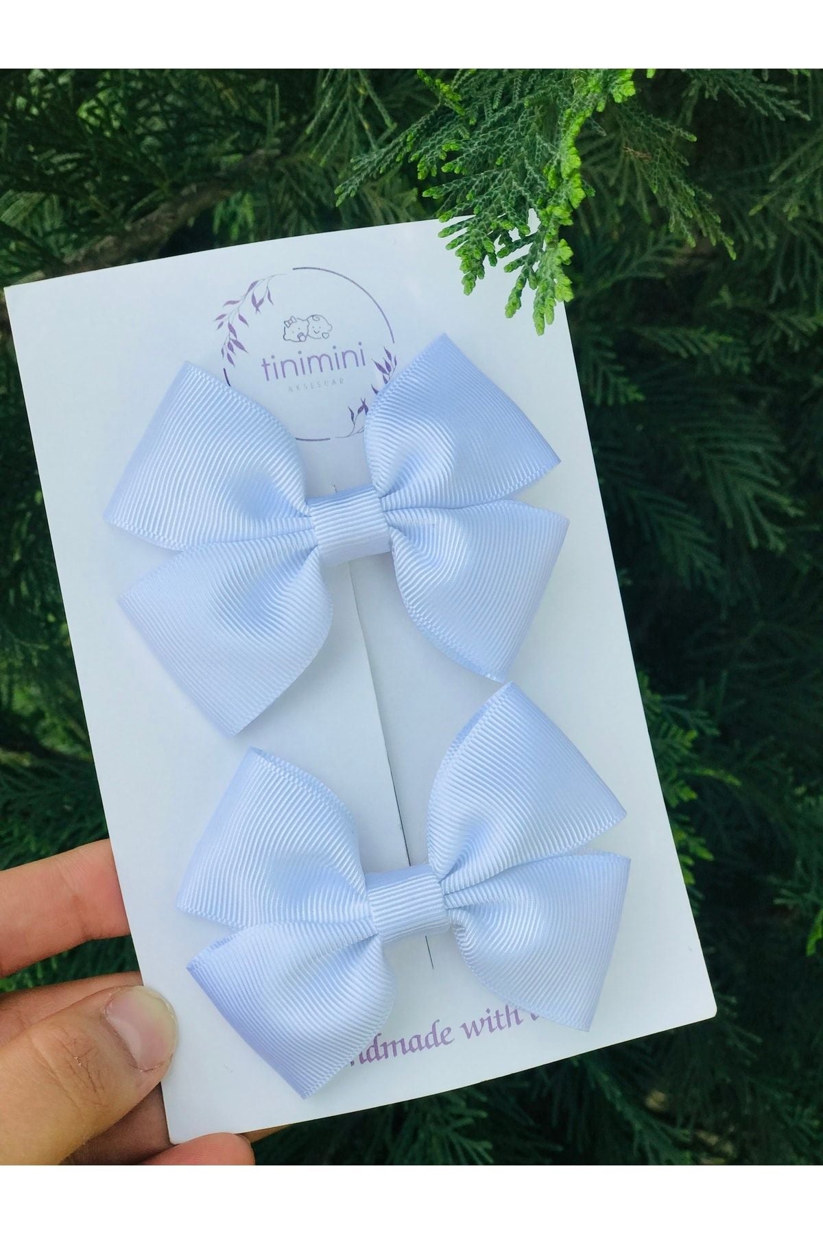 Kız Çocuk Beyaz Ikili Fiyonk Pens Toka Seti