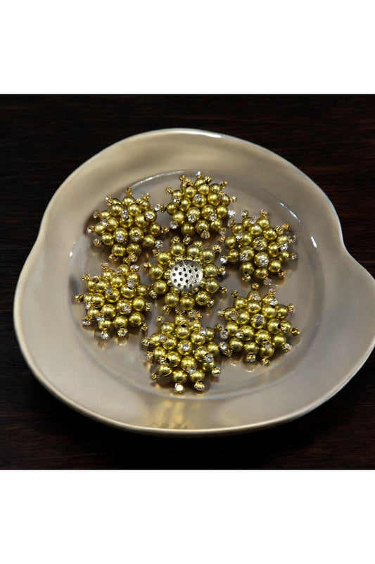 Gold Boncuklu Taş Broş 5 Adet