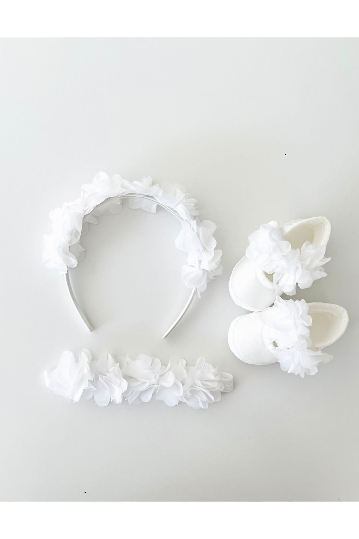 Baby Mädchen Mutter Blumenkrone Neugeborenen Geschenk, Mawlid Booties mit Haarband, 3er Set