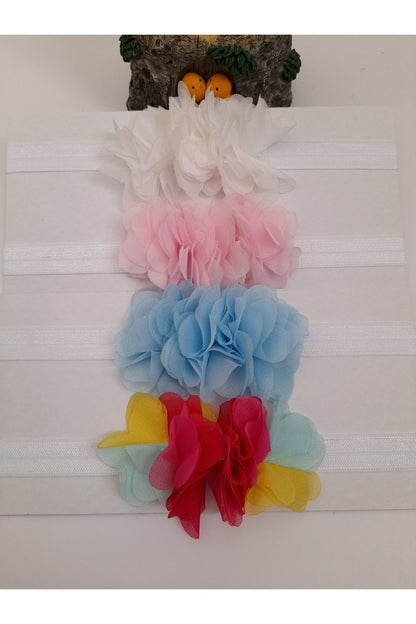 4-teiliges Baby-Bandana-Set aus Laserblumen-Tüll