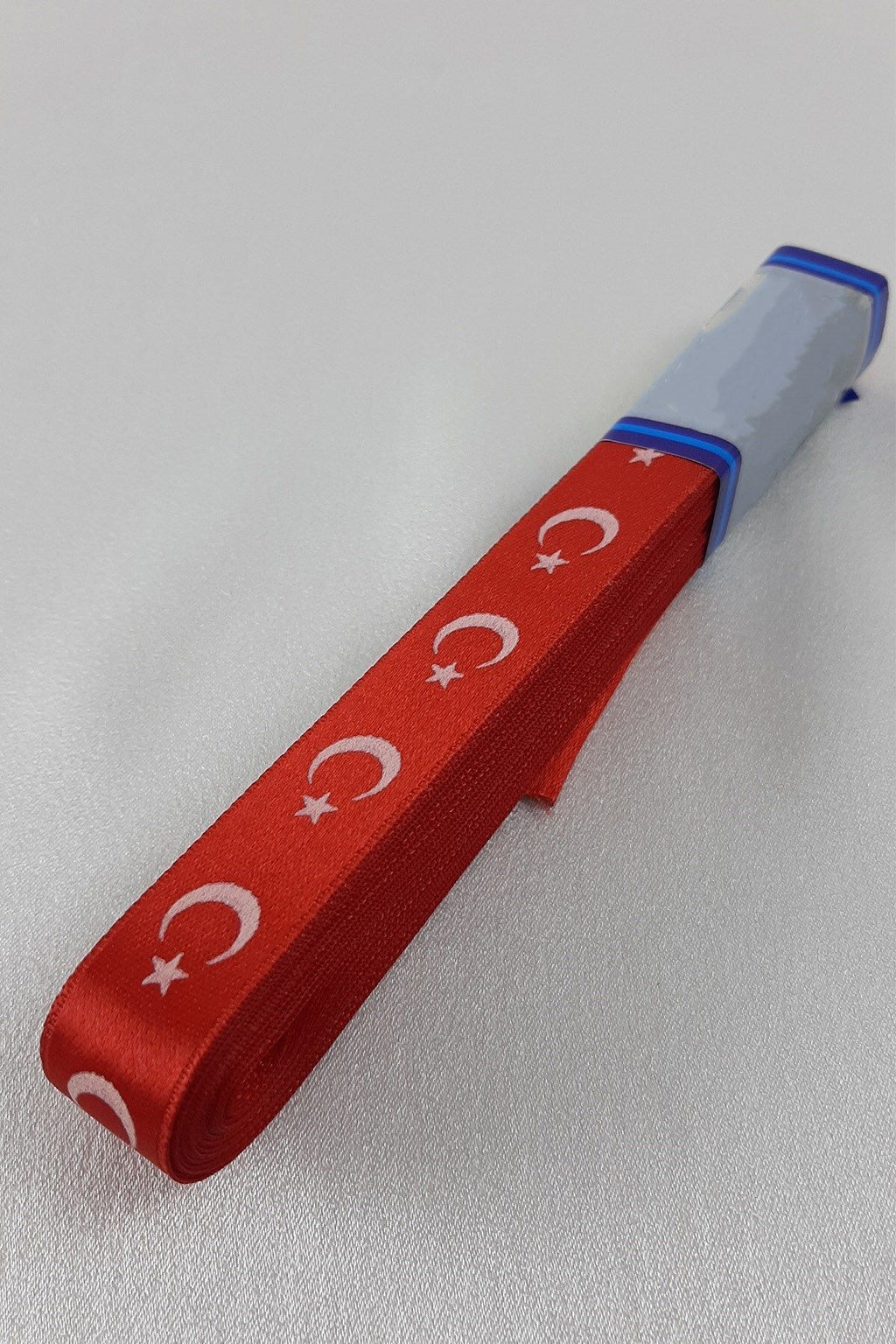 Kırmızı Ay Yıldız Bayrak Desenli Saten Kurdele
