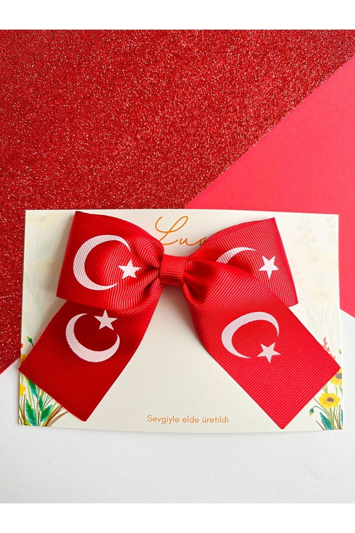 Eliya Clips Türk Bayrak Desenli El Yapımı Çocuk Toka