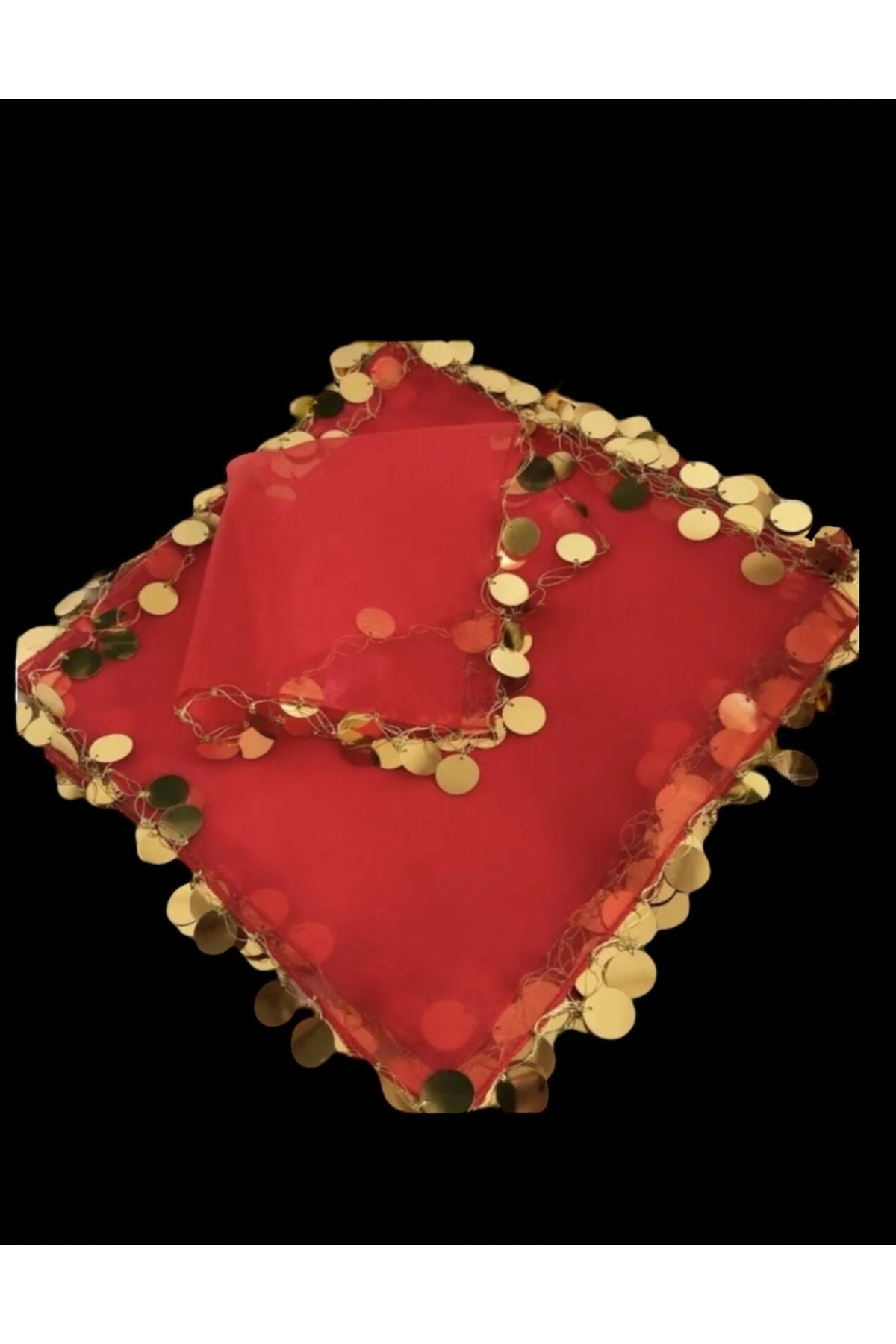 Kırmızı Şifon Pullu Halay Mendili 3 Adet – Kına ve Düğünlerin Vazgeçilmezi