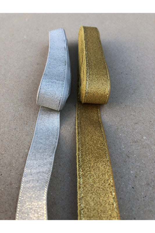 10 Meter goldenes und 10 Meter silbernes Glitzerband (2 cm Breite)