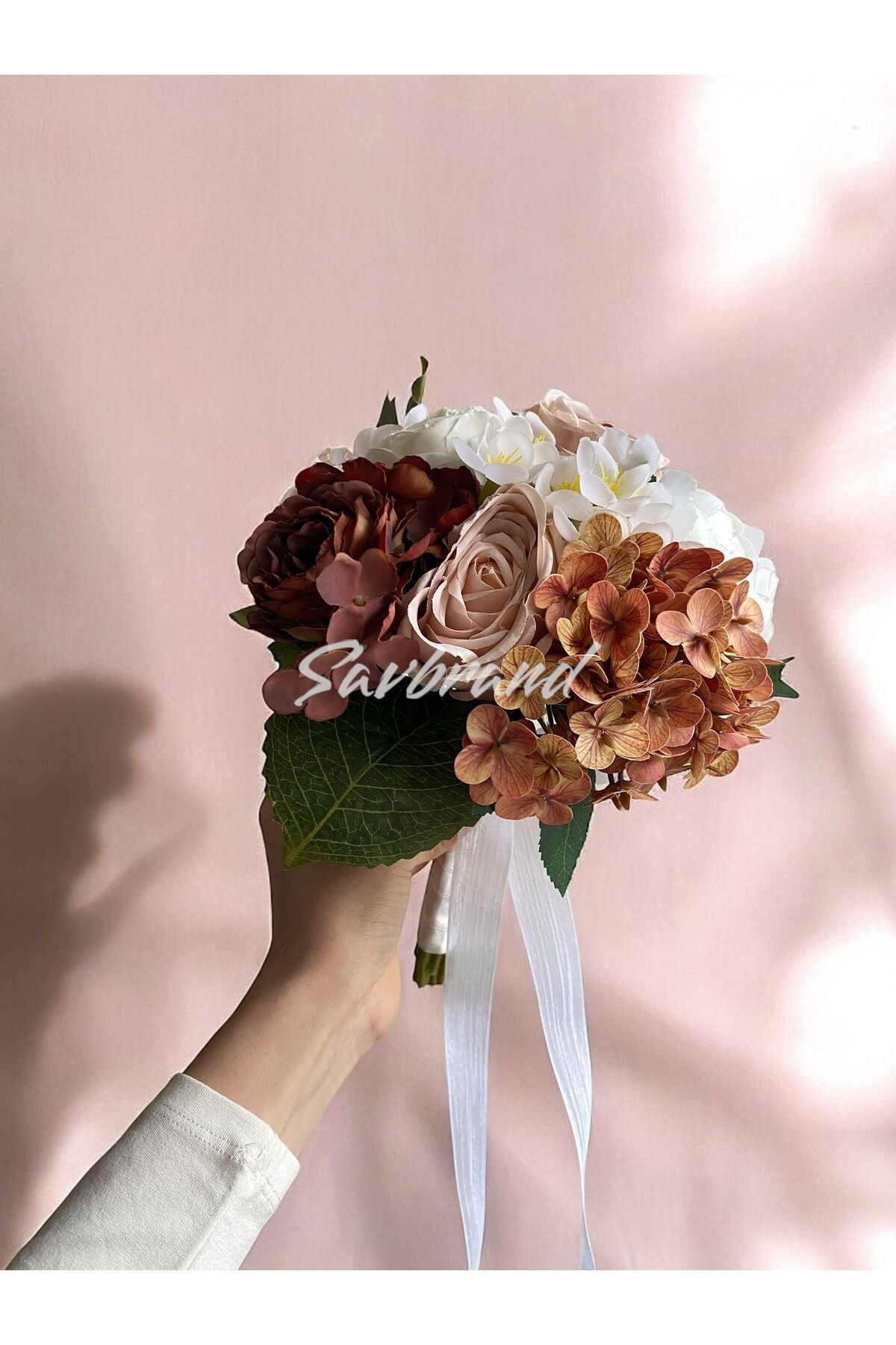 Kaffeefeuchte Hortensie Brautstrauß und Boutonniere - Verlobungsstrauß - Hochzeitsstrauß