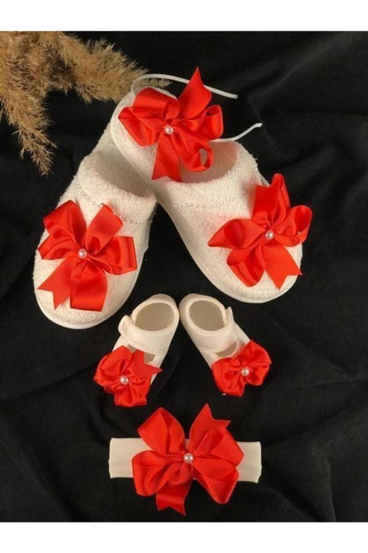 Fiyonklu Lohusa Terlik Taç 4 Lü Set