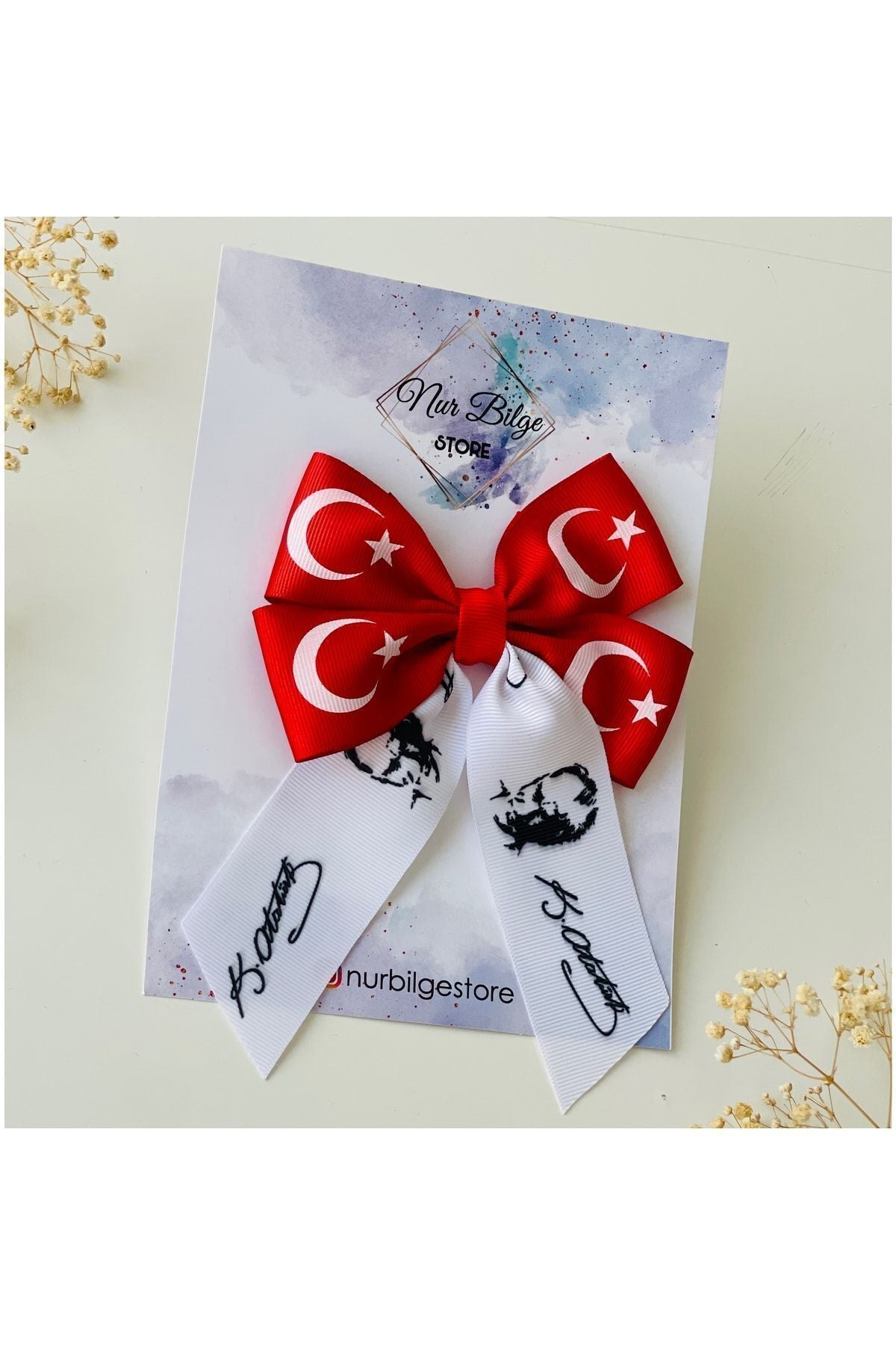 Atatürk Ve Bayraklı Kurdele Toka Klipsli 23 Nisan Bayram Tokası