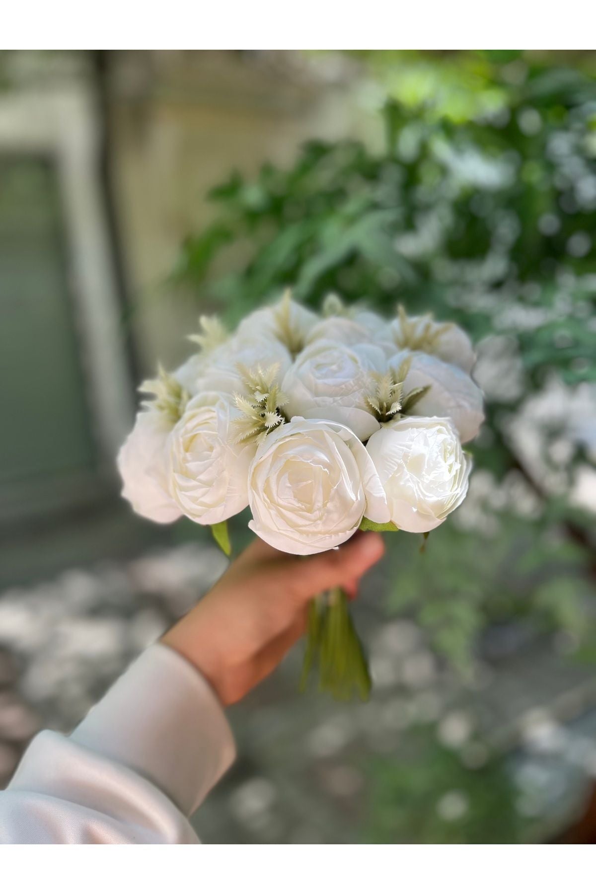 Pfingstrosen-Brautstrauß - Weißer Brautstrauß - Künstlicher Strauß - Wurfblume - Brautstrauß