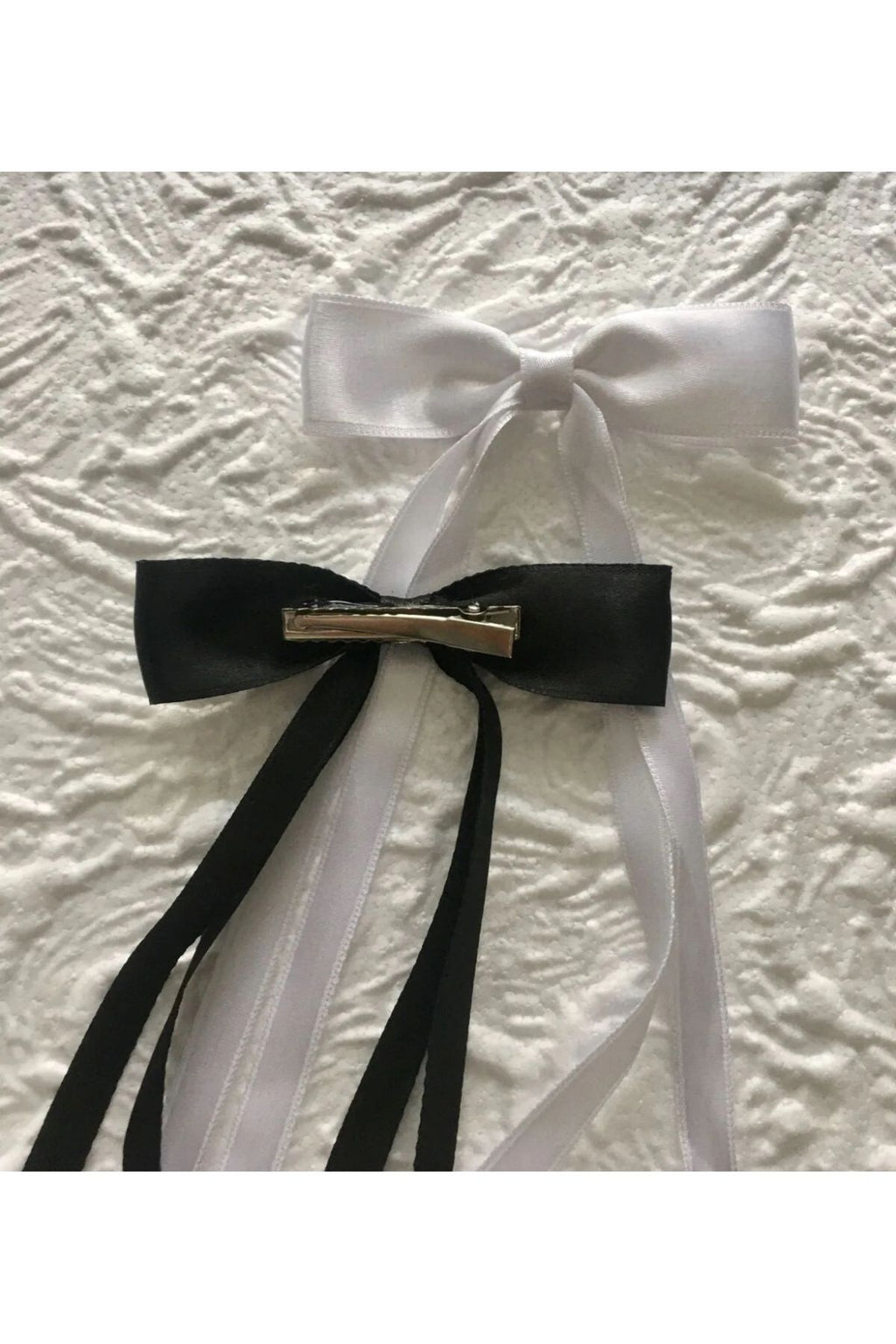 Trend Saten Kurdele Fiyonk Toka Siyah Beyaz Sister Arkadaşlık Toka