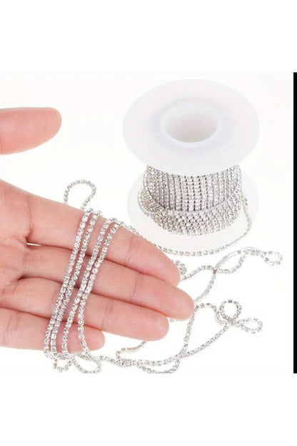 Süsleme Malzemesi Taşlı Şerit - Ss12 ( 2,5mm )  Gümüş Kasa (3 METRE), Süsleme Malzemesi