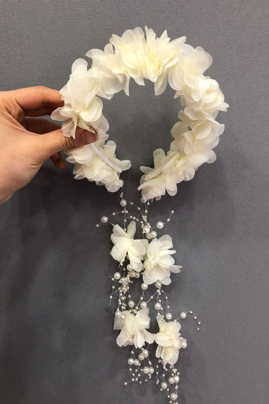 Damen Henna Fun Krone Creme Tüll Laser Blumenkrone