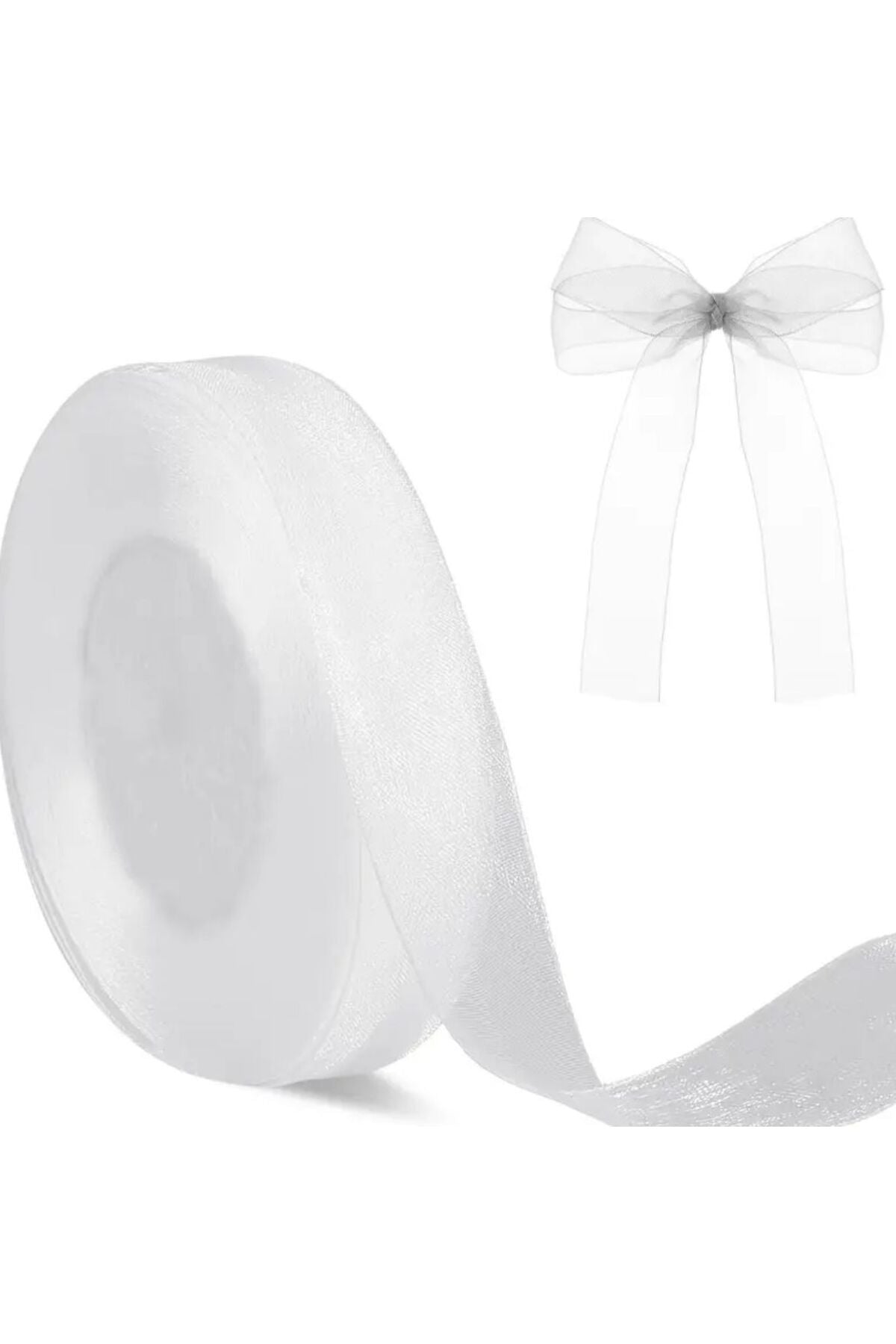 Beyaz Tül Organze Kurdele 1cm , ince Tül Kurdele, Nikah şekeri süsleme