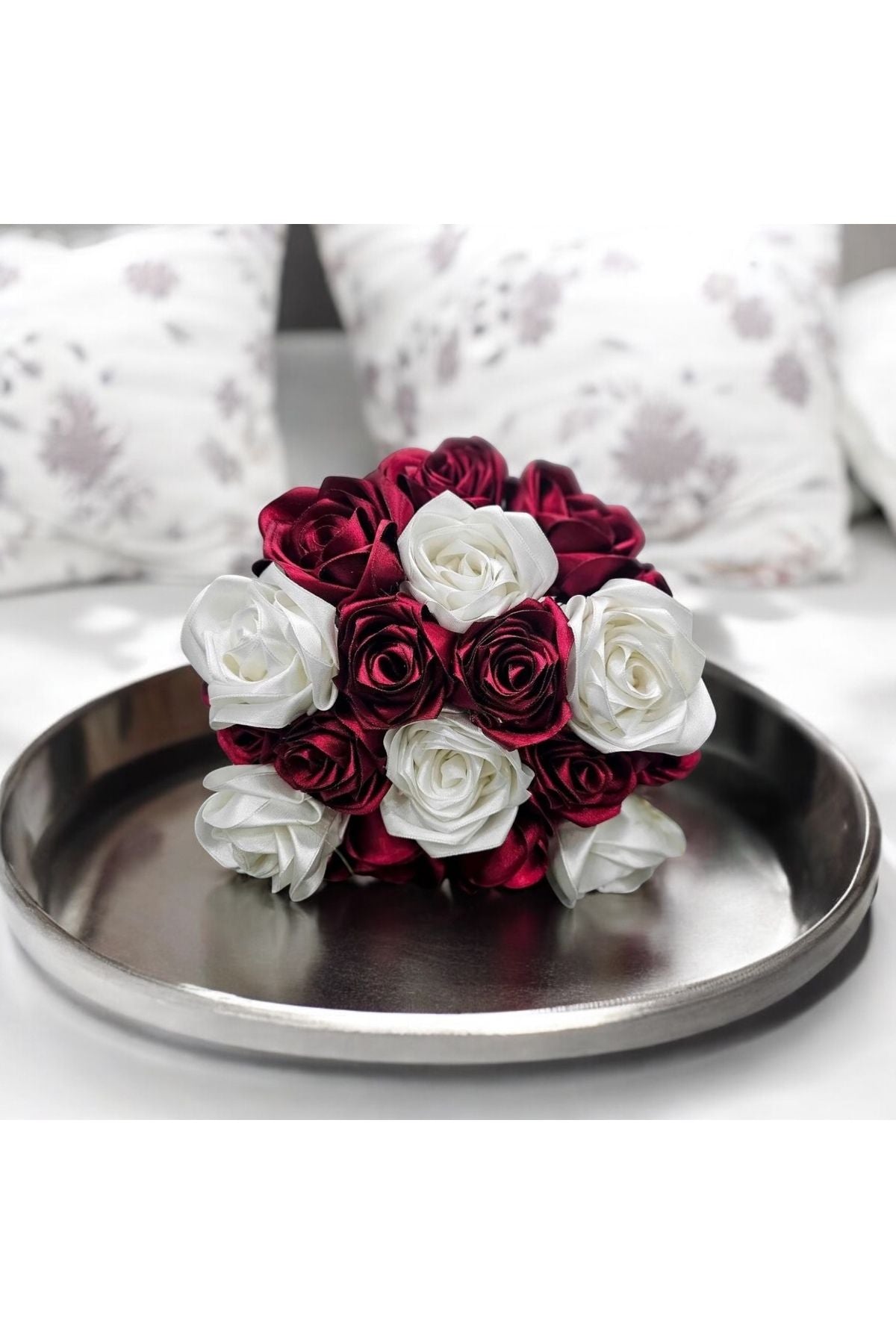 6cm Bordo Saten Kurdele  10 Metre Buket Yapımı için Uygundur
