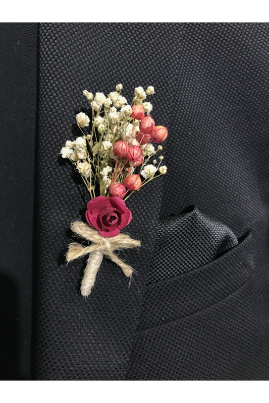 Bordo Yaka Çiçeği - Damat Yaka Çiçeği - Sağdıç Çiçeği