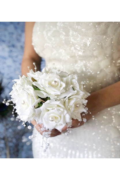 Inci Beyaz Gelin Buketi Ve Damat Yaka Çiçeği (DÜĞÜN, NİŞAN, KINA, EL BUKETİ, GELİN ÇİÇEĞİ, DAMAT)
