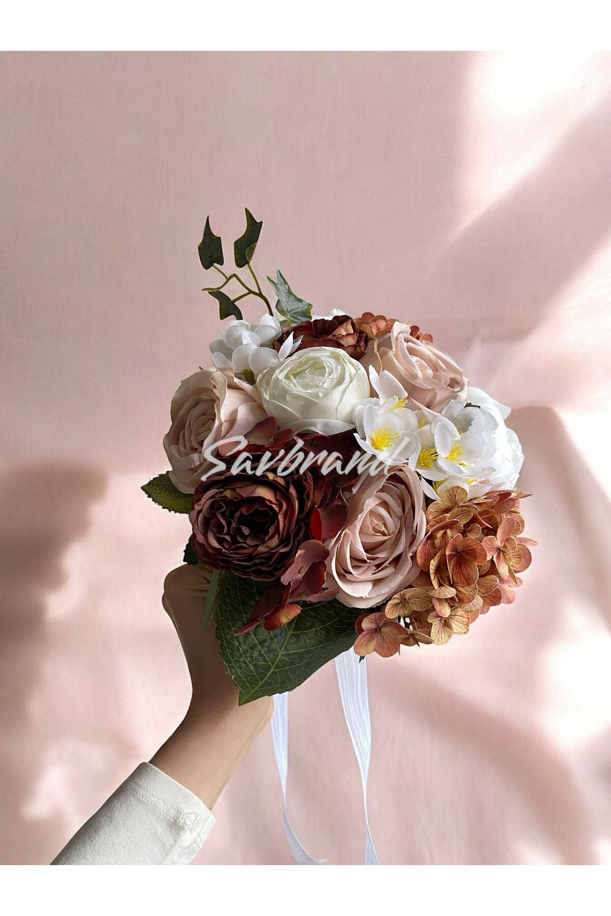 Kaffeefeuchte Hortensie Brautstrauß und Boutonniere - Verlobungsstrauß - Hochzeitsstrauß