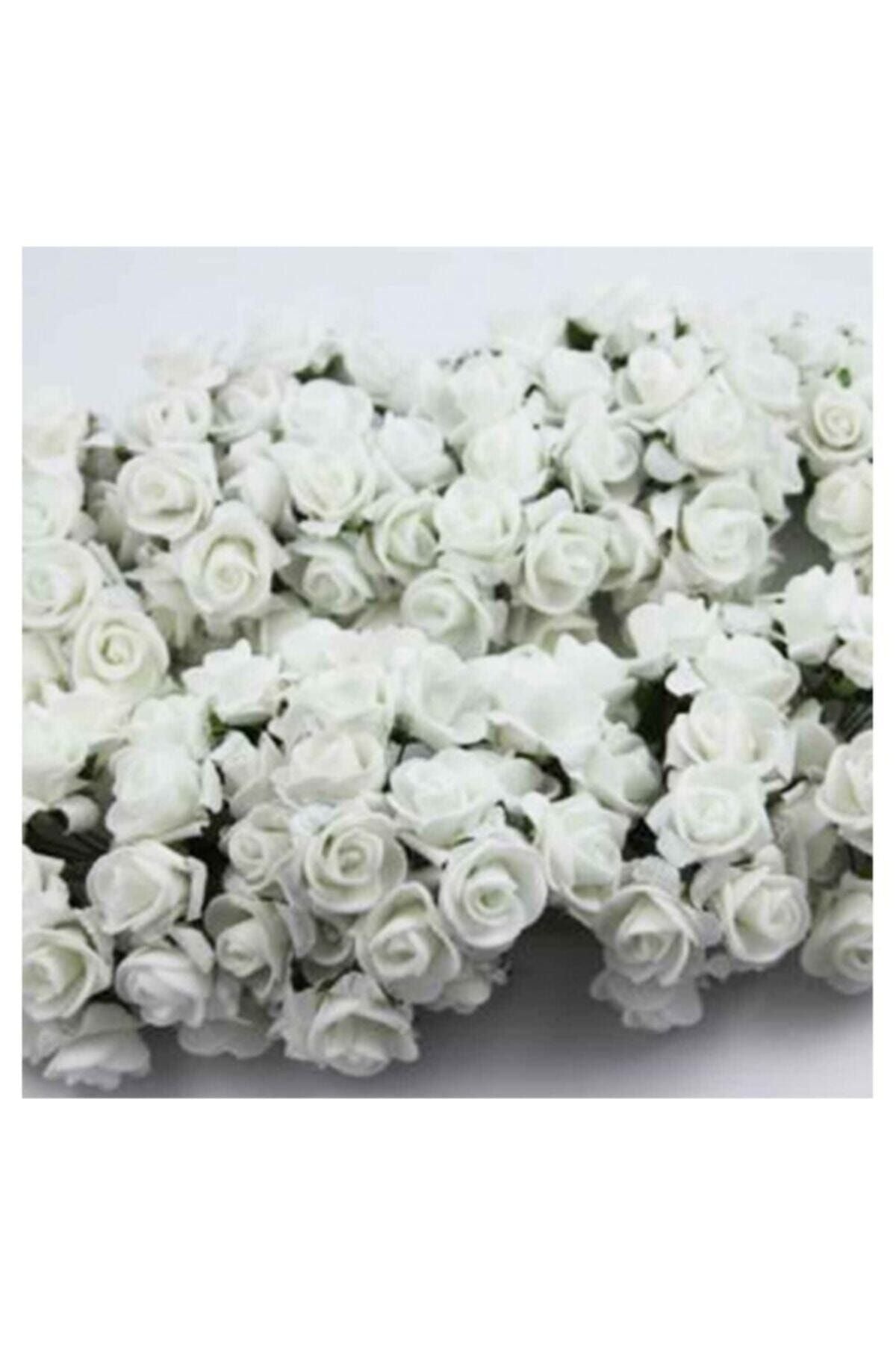 Lateks Eva Yapay Çiçek Gül Beyaz ( 2 Cm* 2 Cm ) ( 144 Adet)