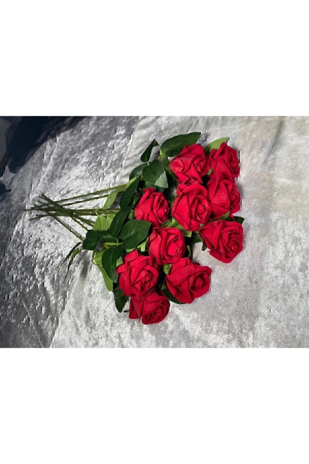 Yapay Kadife Gül 10 Adet Kırmızı 50 cm 245Yseri