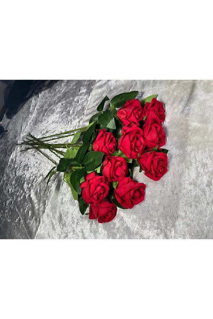 Yapay Kadife Gül 10 Adet Kırmızı 50 cm 245Yseri