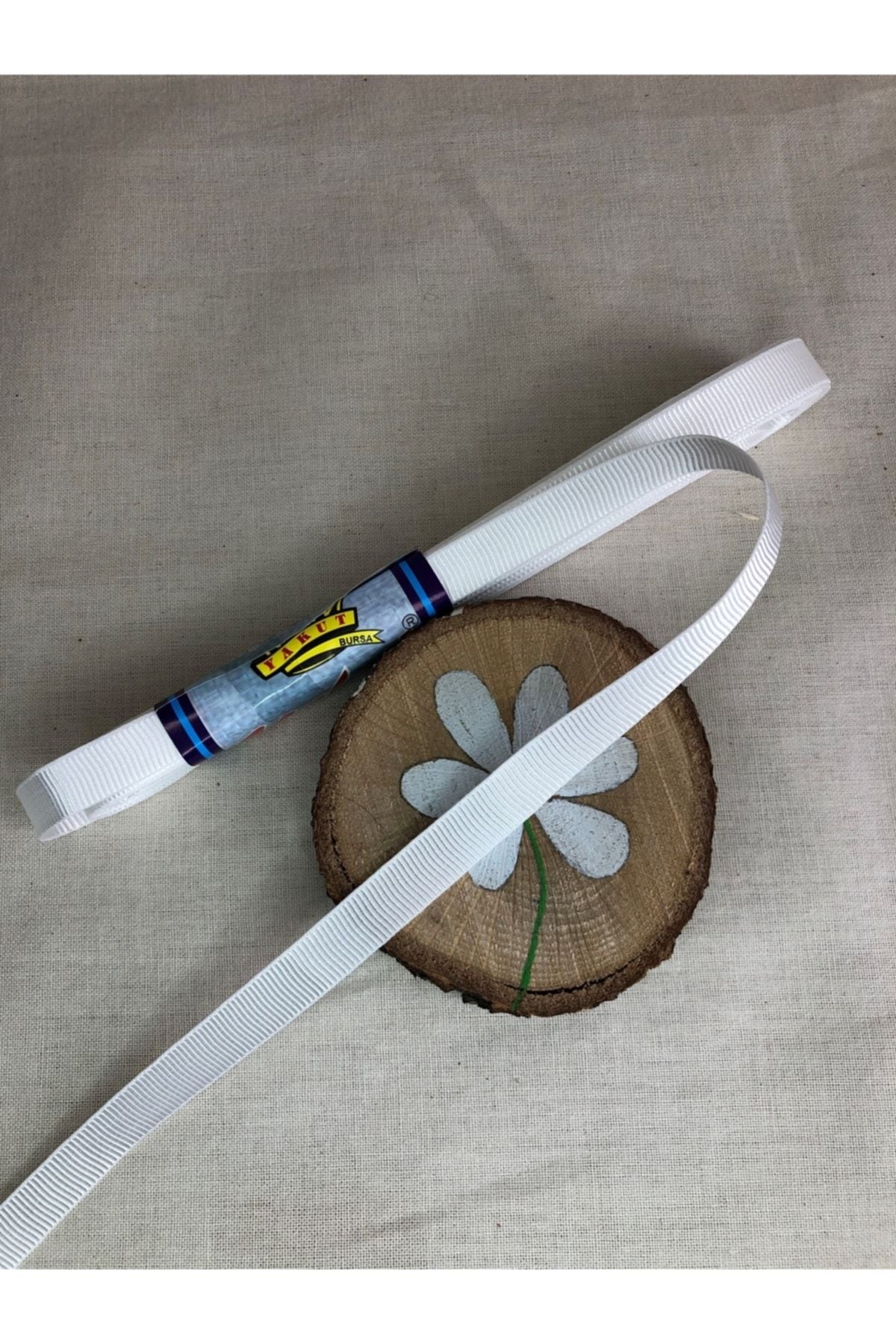 10 Metre Kırık Beyaz Grogren Kurdele (1 Cm)