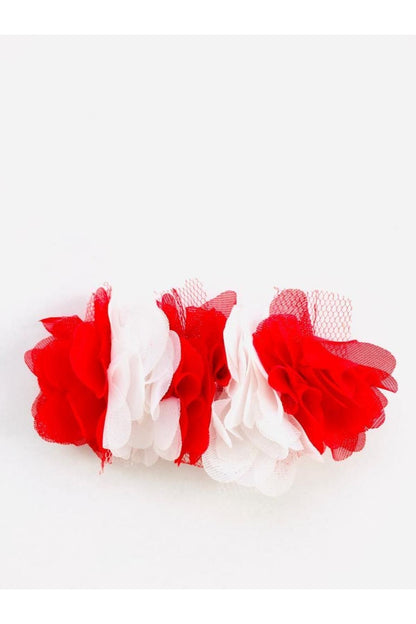 Kırmızı Beyaz Çiçekli Otomatik Klipsli 23 Nisan 29 Ekim Tören Kutlama Frıda Kadın Çocuk Toka