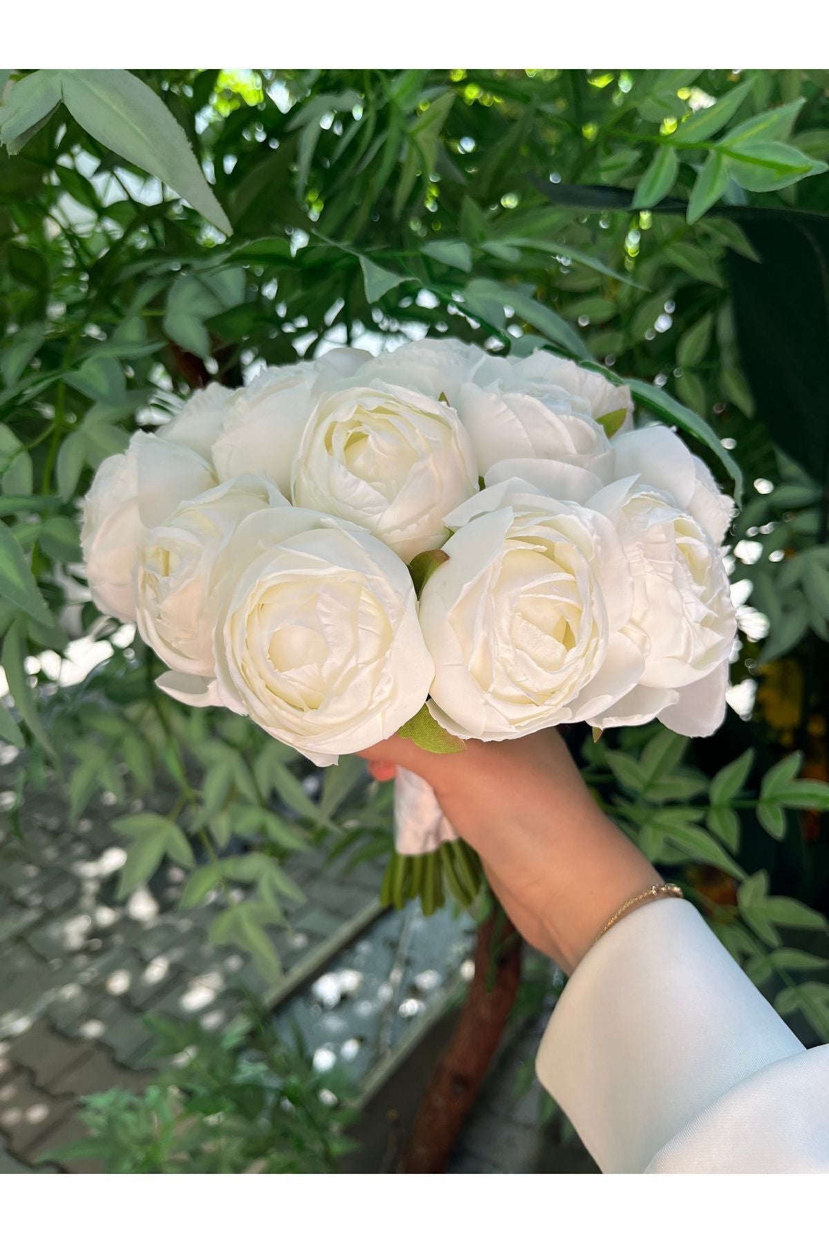 Pfingstrosen-Brautstrauß - Weißer Pfingstrosen-Brautstrauß - Blumenstrauß - Hochzeitsstrauß - Brautstrauß