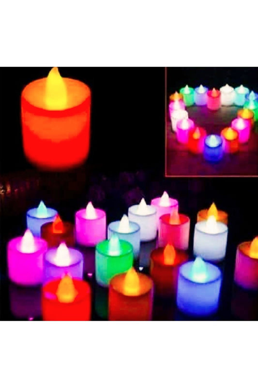 Ledli Mum Tealight Işıklı Dumansız Alevli Sarı Pilli Led Mum 4 Adet Pil Dahil