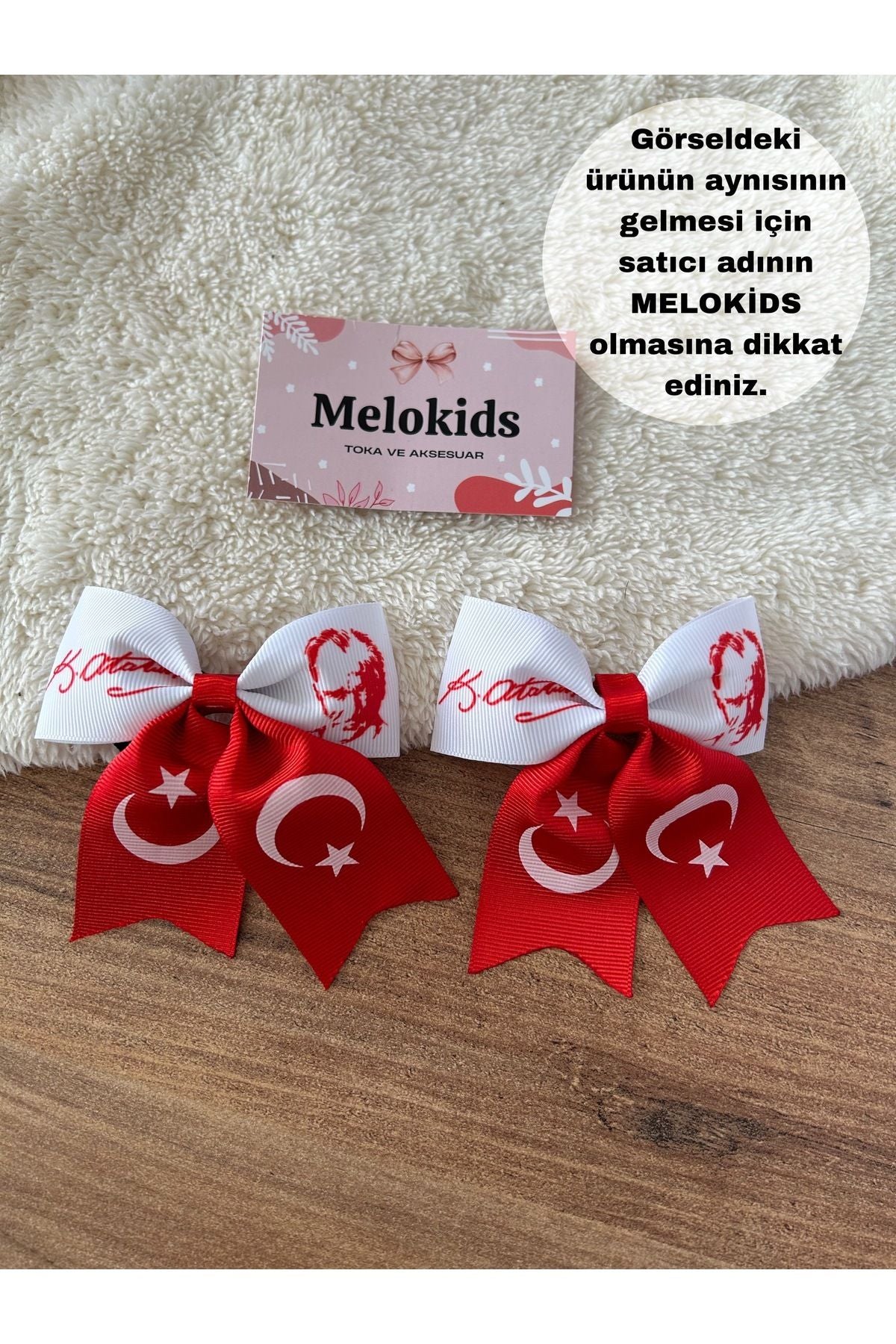 23 Nisan Atatürk Ve Bayraklı Kurdele Çocuk Tokası 2 Adet Klipsli