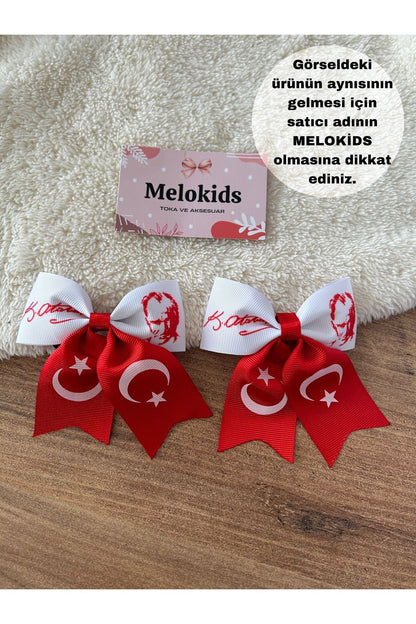 23 Nisan Atatürk Ve Bayraklı Kurdele Çocuk Tokası 2 Adet Klipsli